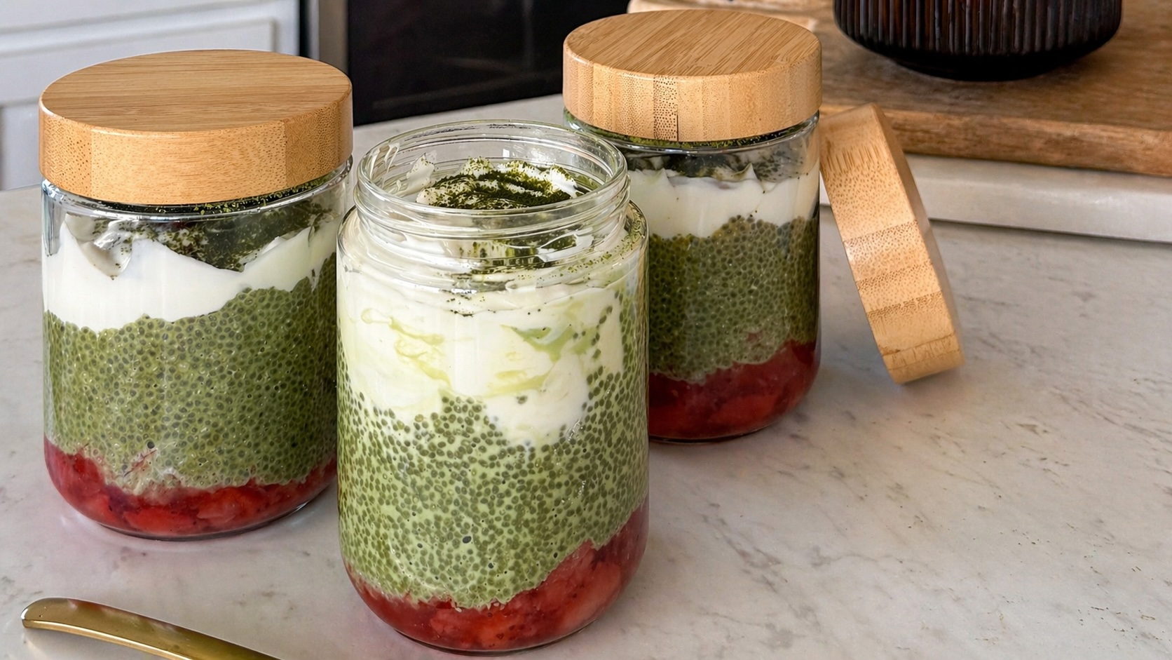 Strawberry Matcha Pudding