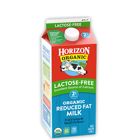 Organic lactose-free reduced fat milk